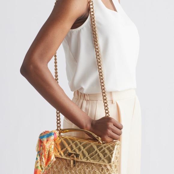 Kurt Geiger Gold Shoulder Bag with Scarf - Picture 3 of 7